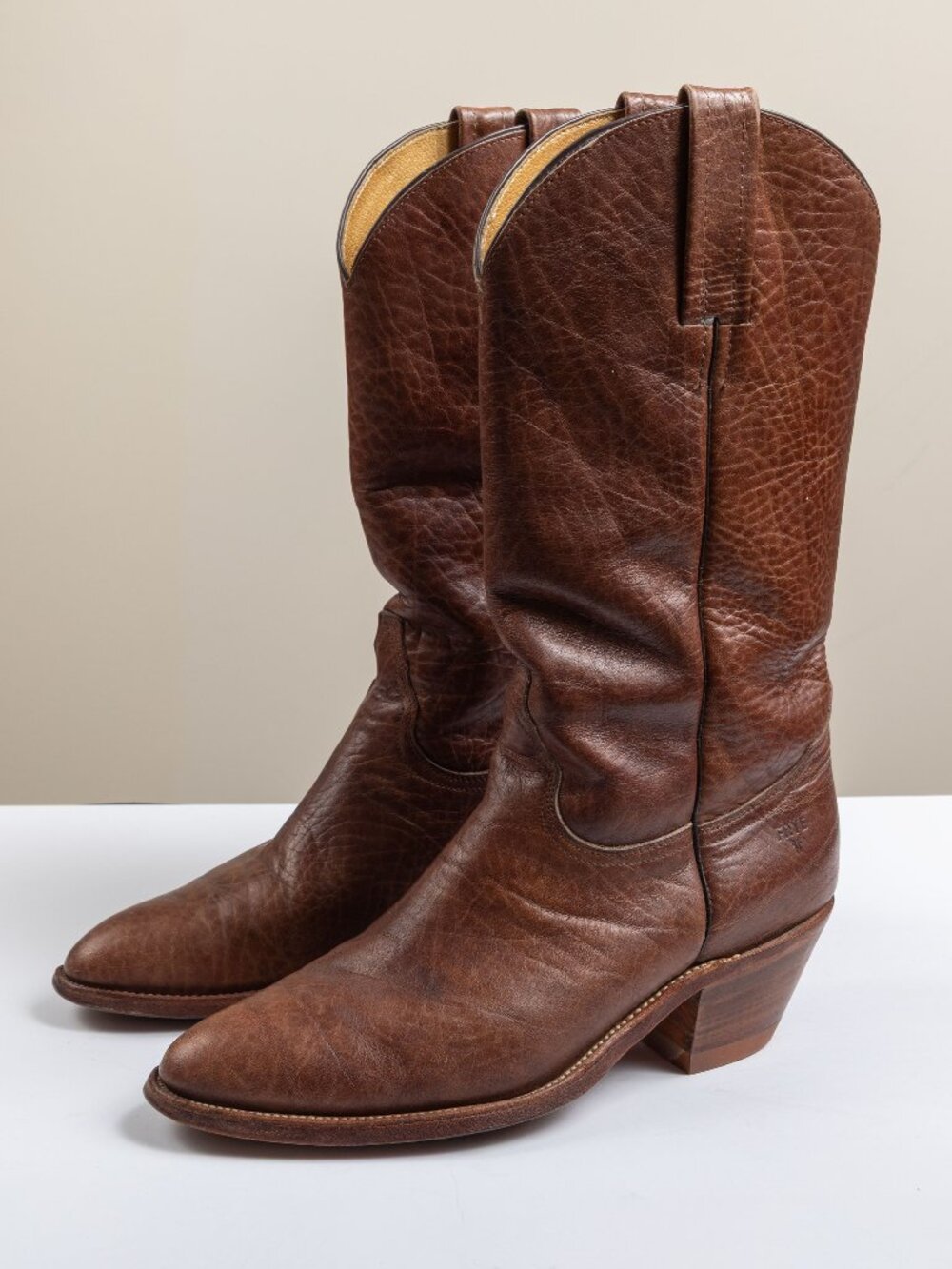 VTG 90s Frye 3239 Brown Leather Cowboy Western Boots Mens 10.5 D Made in USA